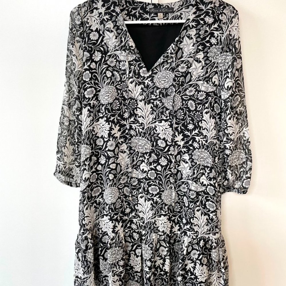 Rose & Olive Floral Drop Waist Dress